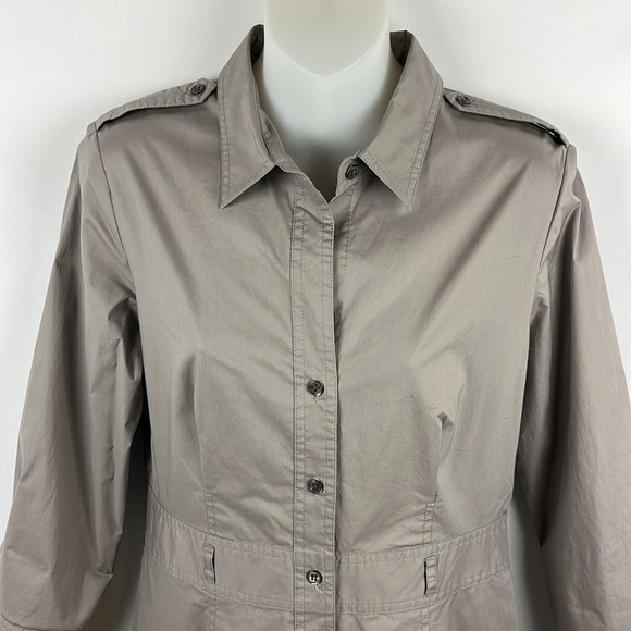 Theory Savita Gray Button-Down Shirt Dress Size 6 - Picture 5 of 13